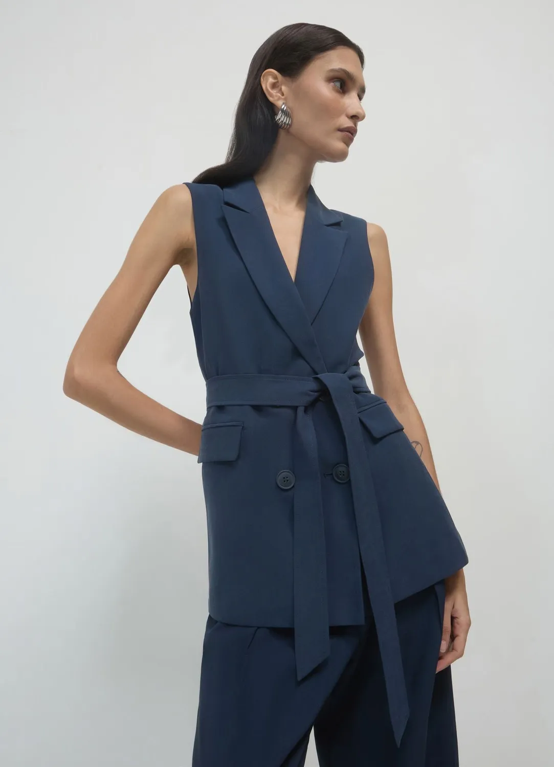 Calliope gilet tailleur femme croisé à ceinture