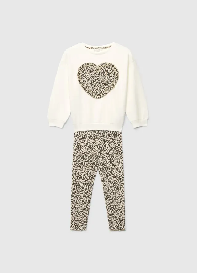 Calliope ensemble sweat + legging fille cœur animalier 6-7 ans
