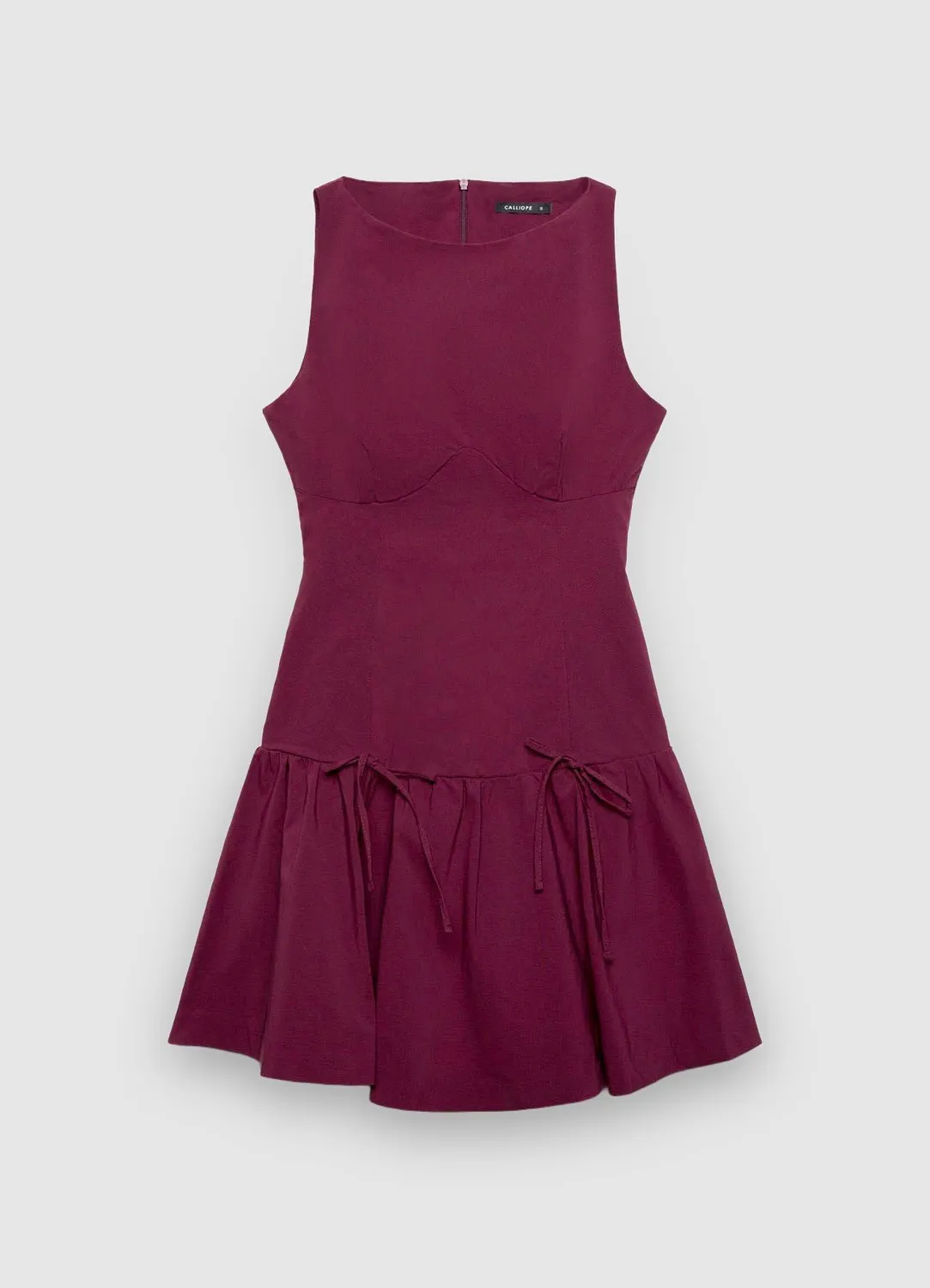Calliope Atelier robe volants nœuds femme unie
