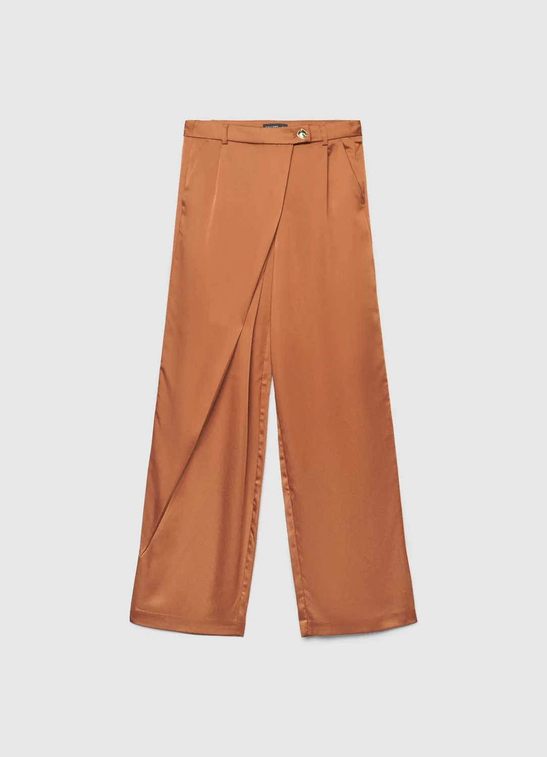 Calliope Pantalon palazzo femme satiné pli asymétrique