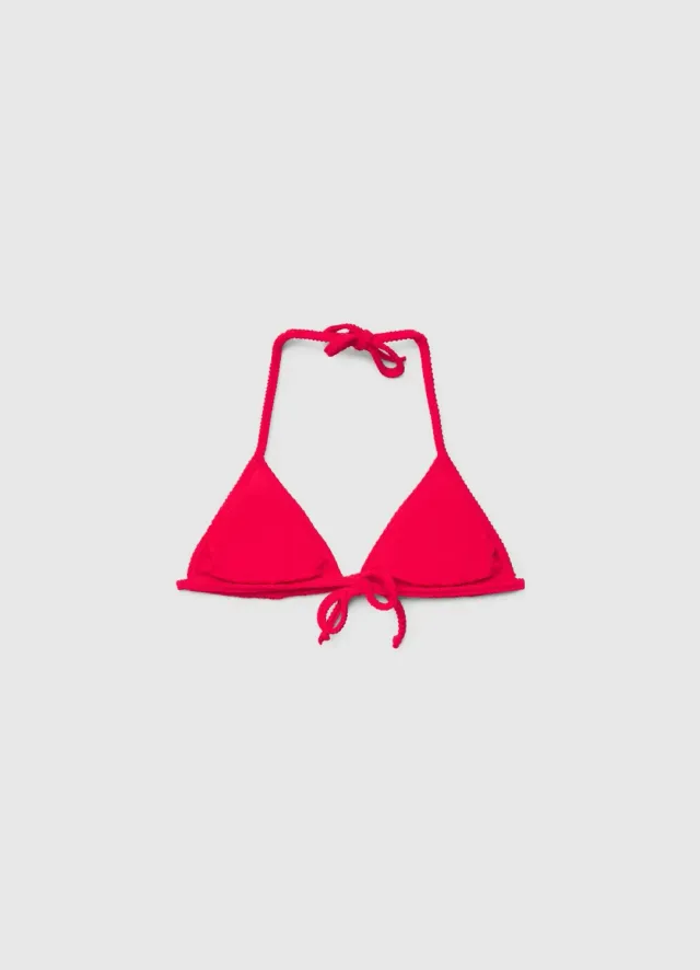 Calliope haut bikini triangle gaufré lacets