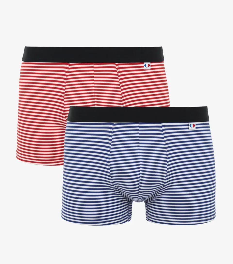 Cocorico Intemporel boxer homme marinière x2 coton