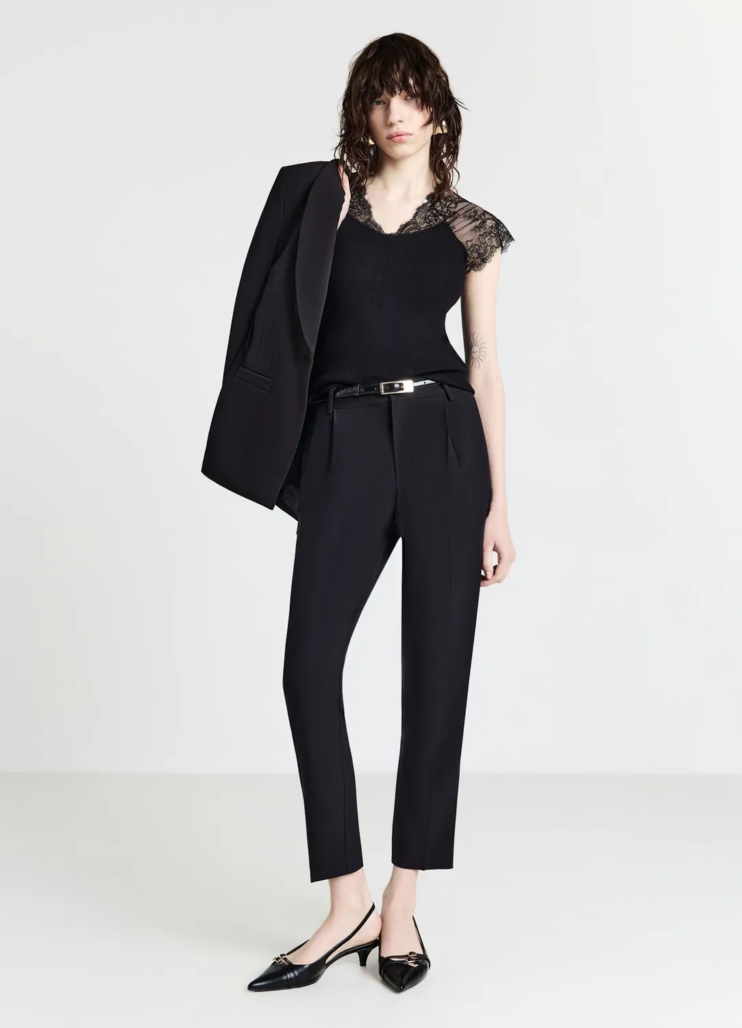 Calliope top col V femme dentelle ajusté soirée