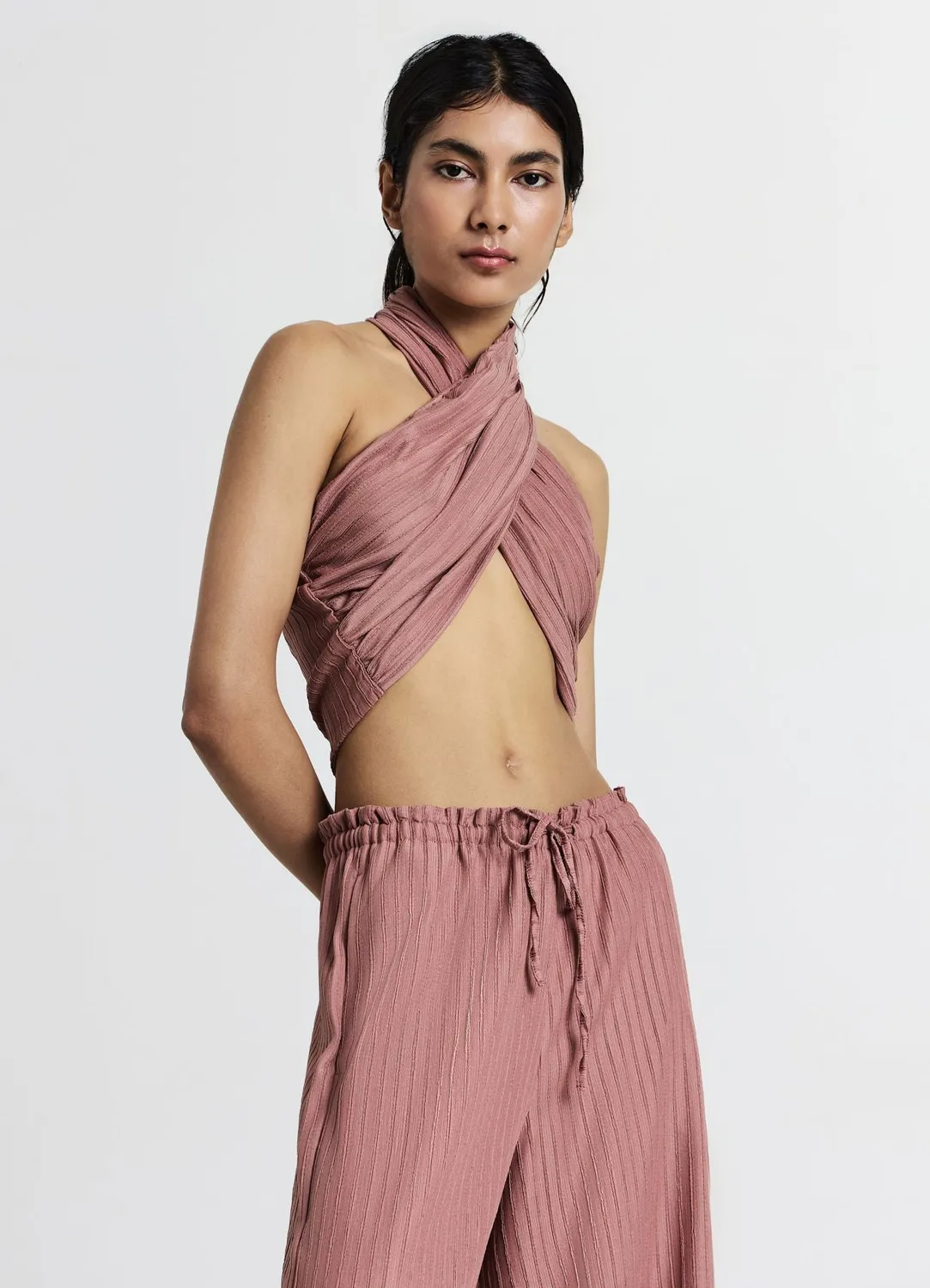 Calliope top croisé femme attache cou taille unique