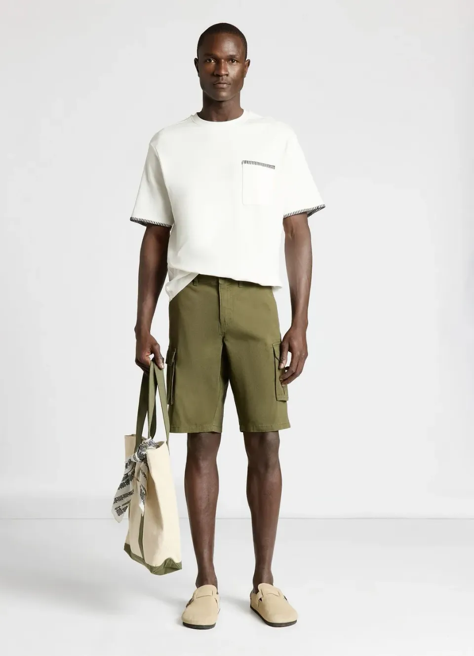 Calliope Short cargo homme poches plaquées coton