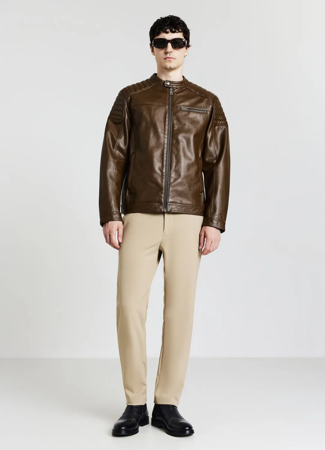 Calliope blouson biker simili cuir homme fermeture zip