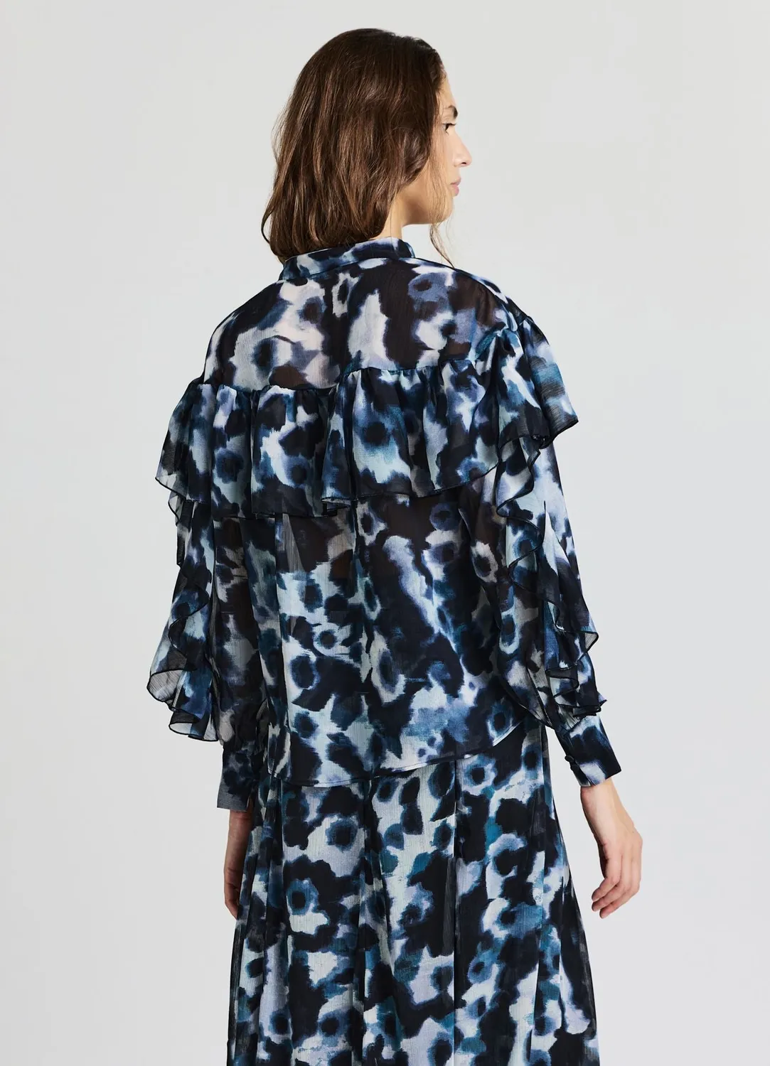 Calliope blouse à nœud et volants femme à motif