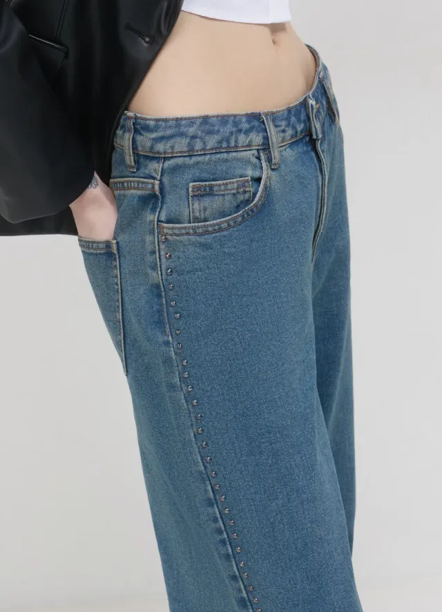 Calliope jean wide leg femme clouté