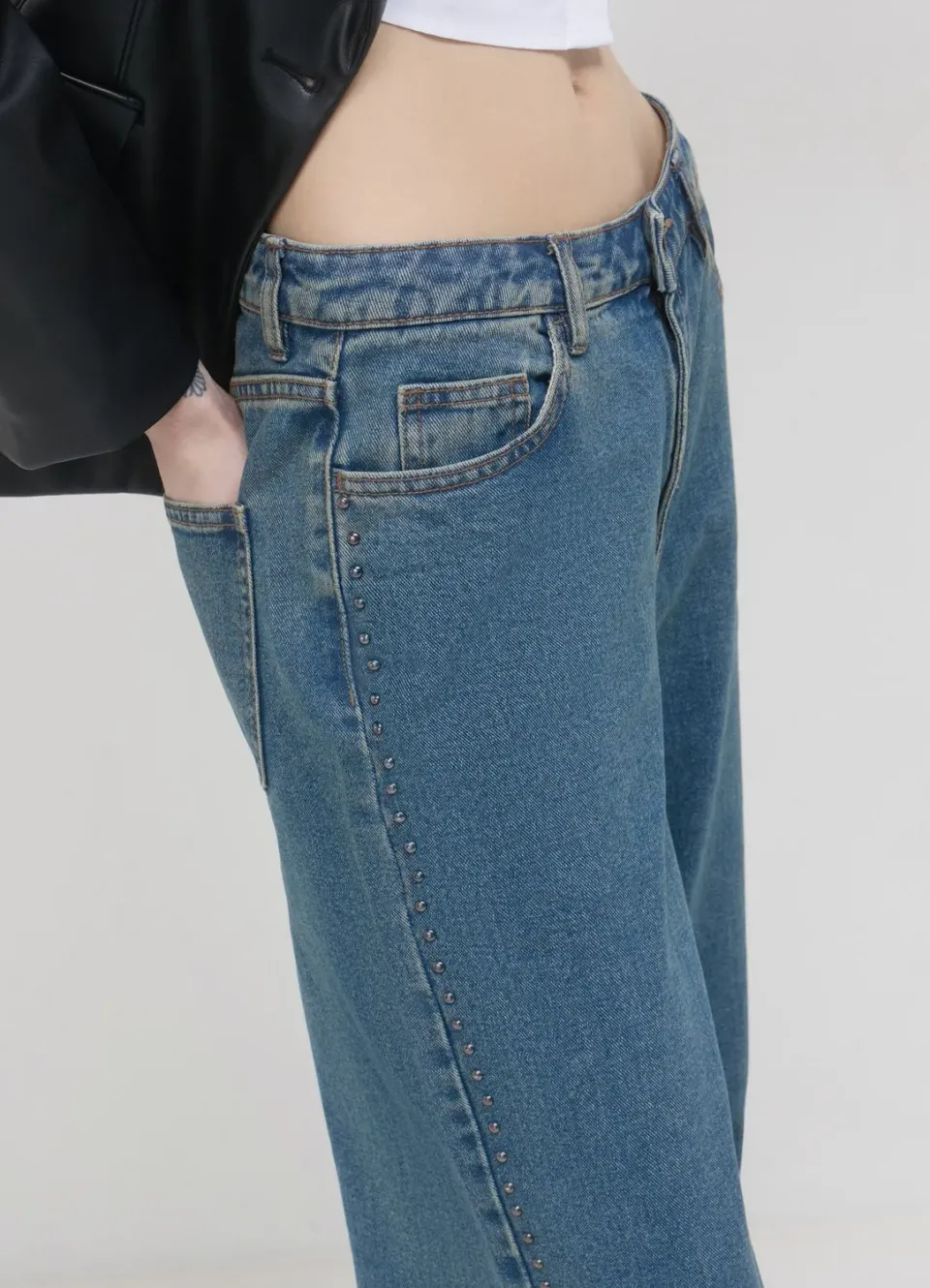 Calliope jean wide leg femme clouté