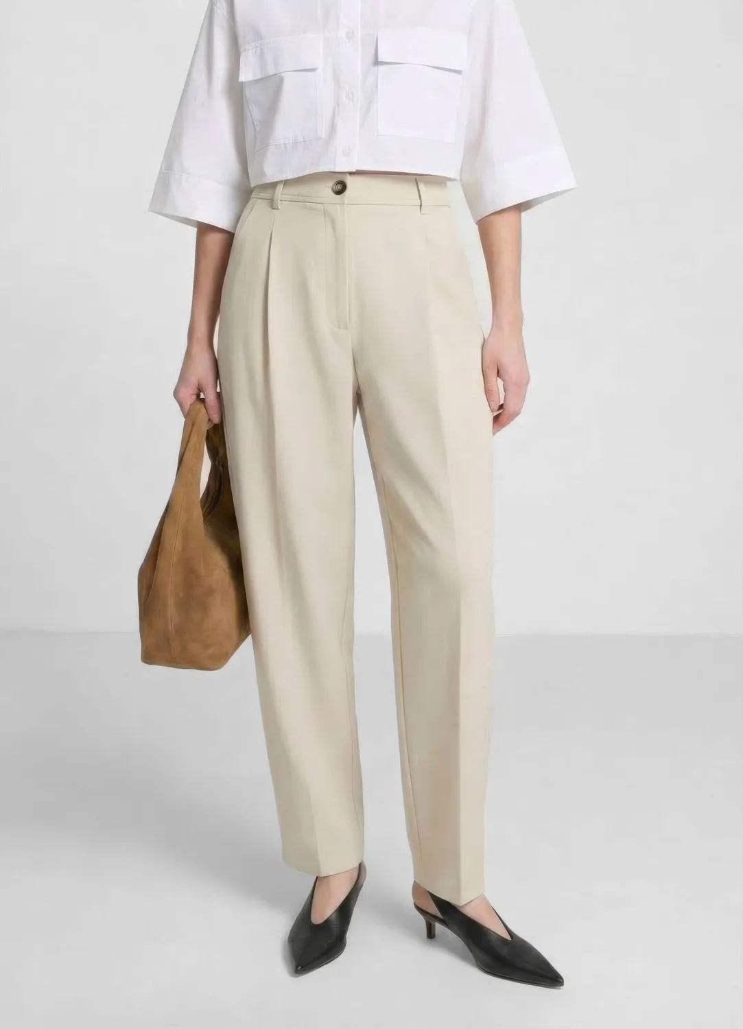 Calliope pantalon barrel femme pinces