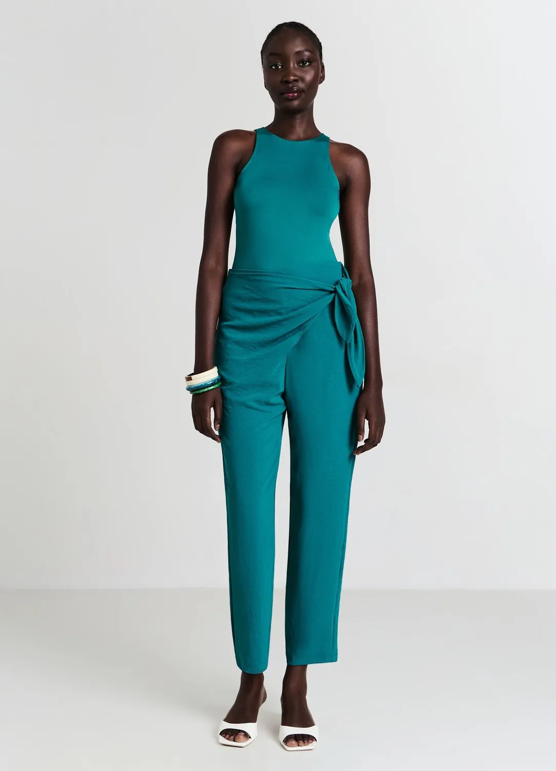Calliope pantalon femme uni à noeud