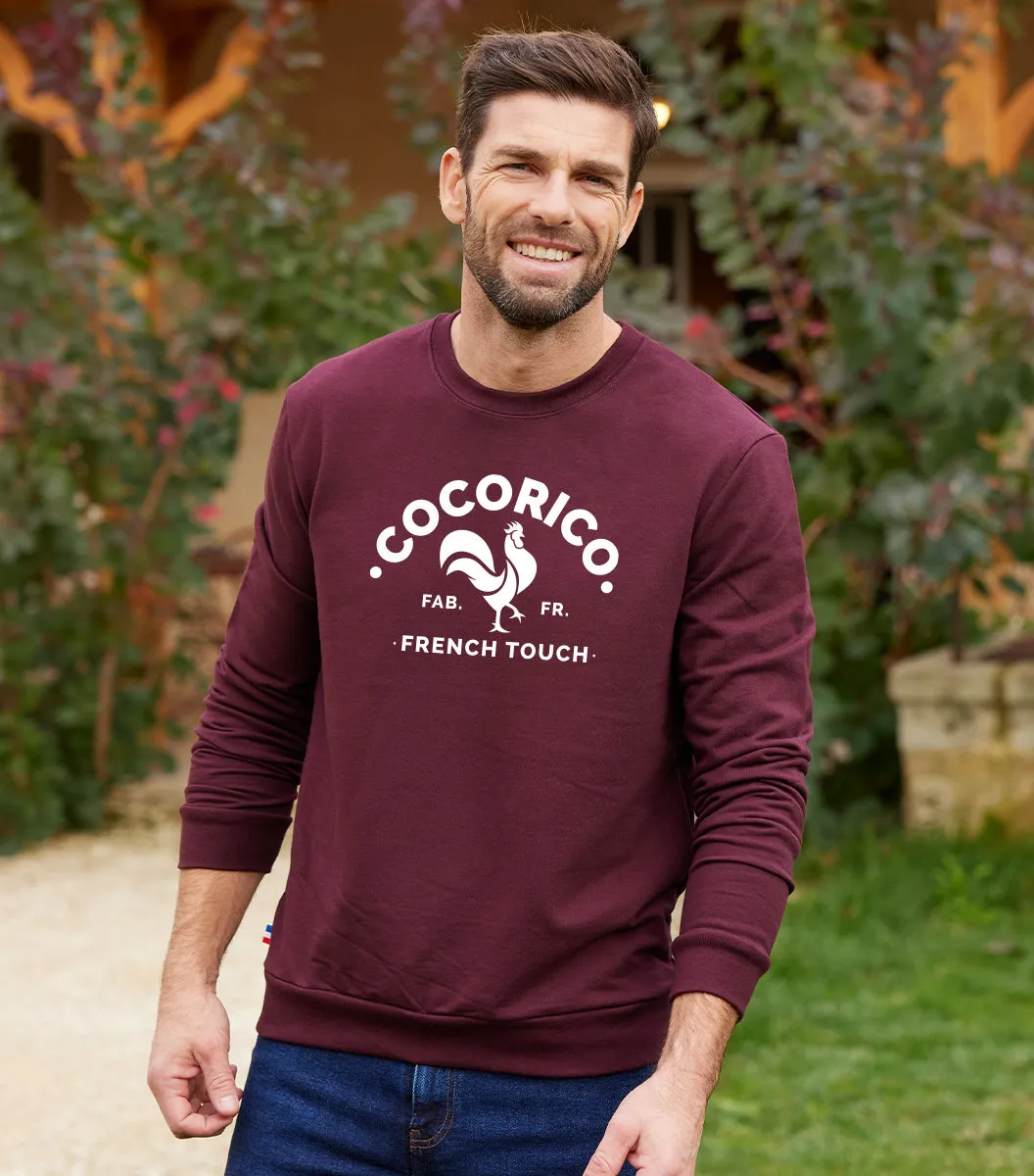 Cocorico Coq Français sweat homme bordeaux coton