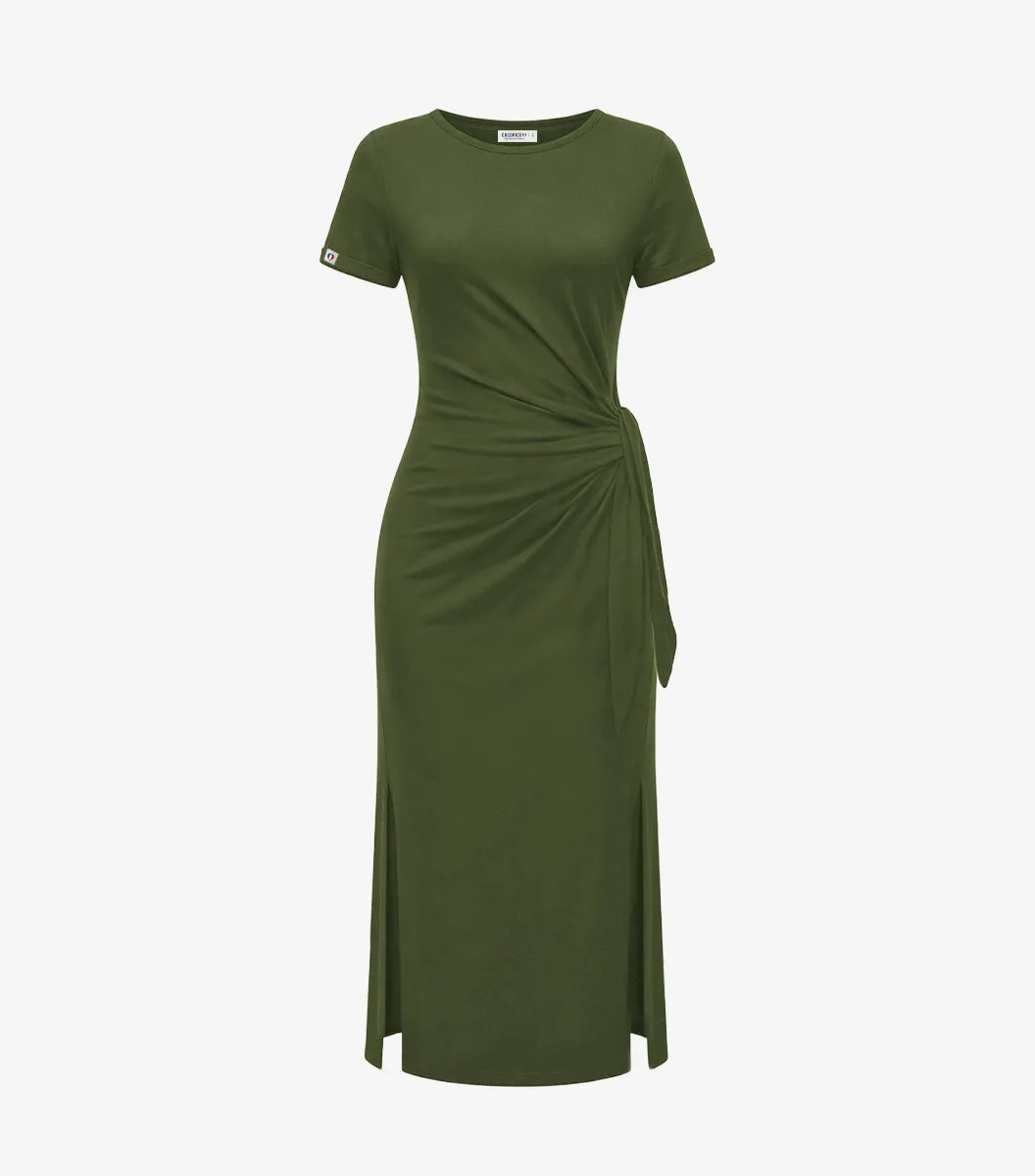 Cocorico Selen robe longue femme kaki coton