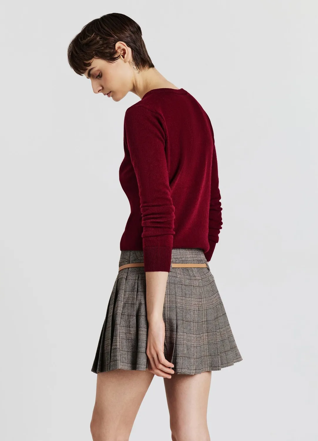 Calliope Pantagonna pieghe jupe-culotte carreaux ceinture