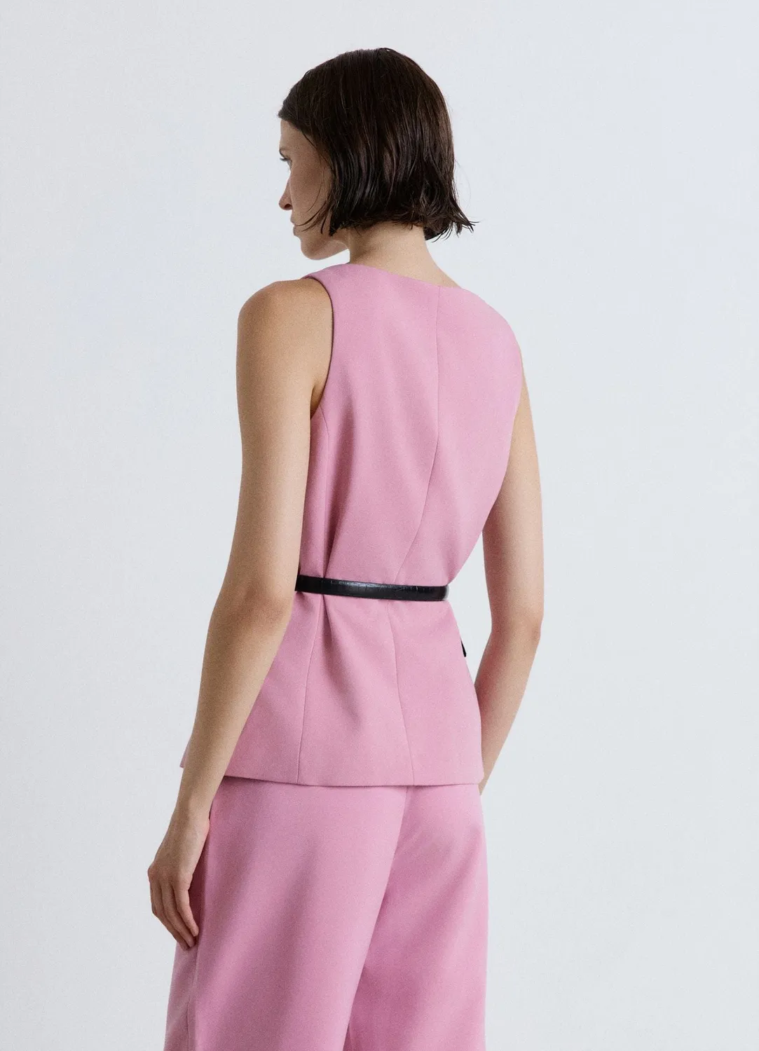 Calliope gilet femme col rond ceinture tailleur