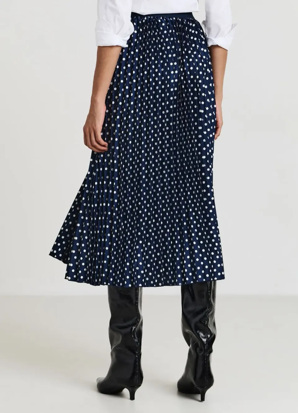Calliope jupe plissée femme midi à pois élastique