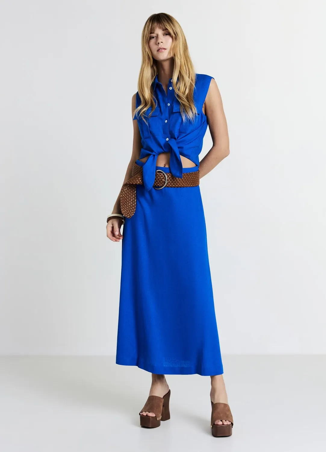 Calliope jupe longue femme unie zip latéral