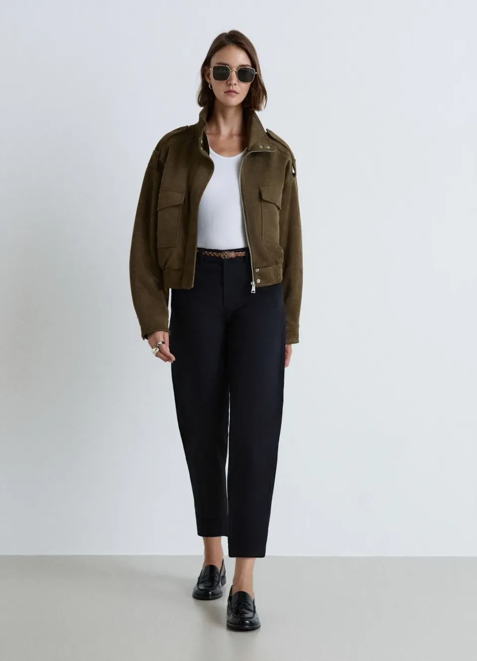 Calliope pantalon chino femme ceinture tressée
