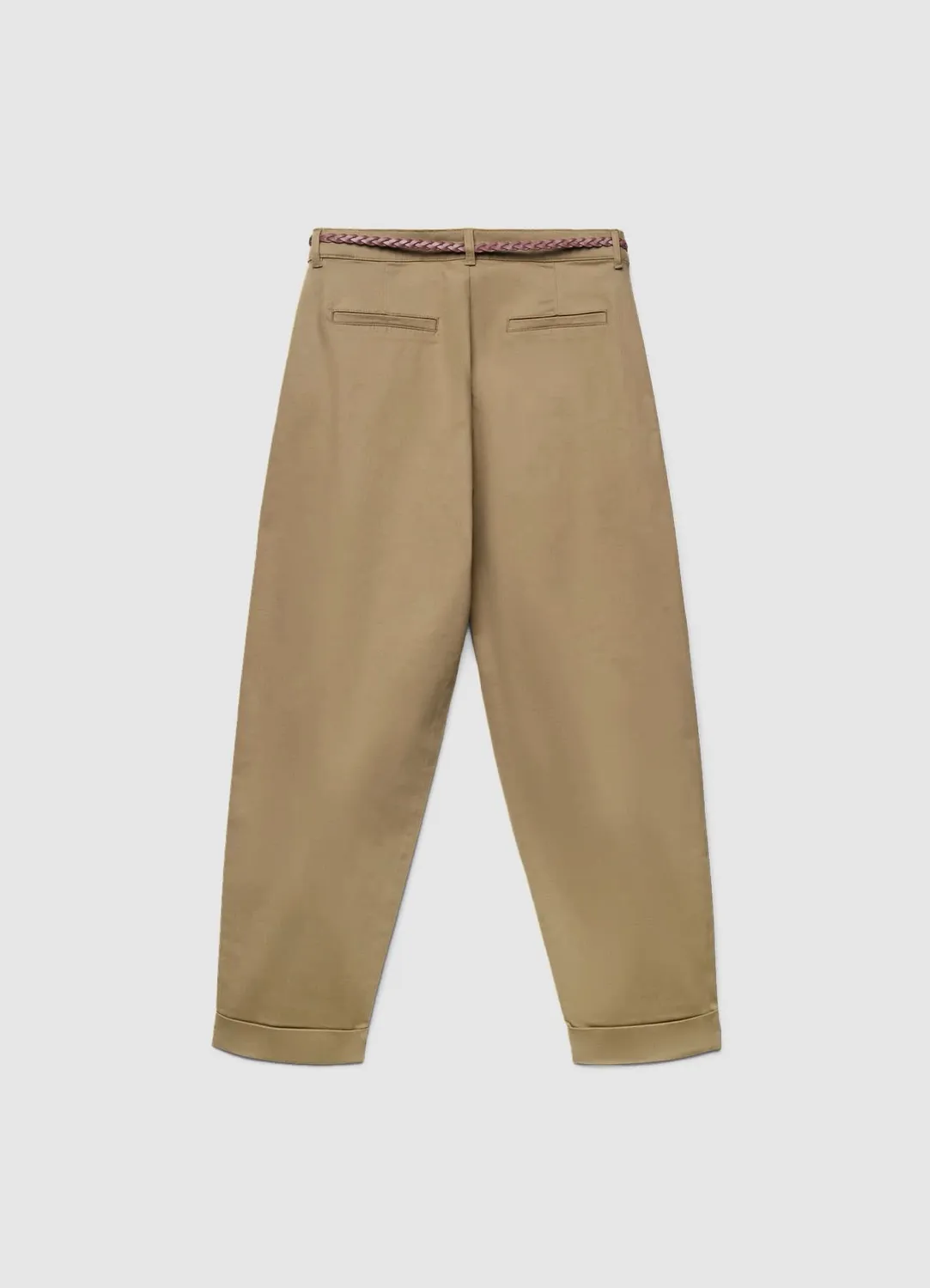 Calliope pantalon chino ceinture tressée femme uni
