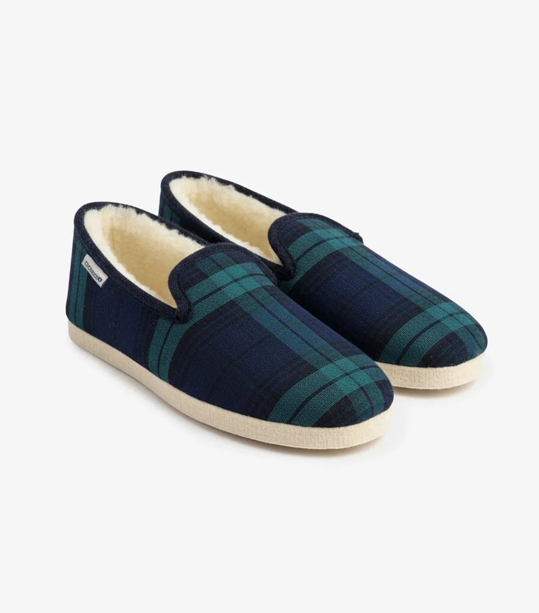 Cocorico Tartan Vert charentaises femme laine