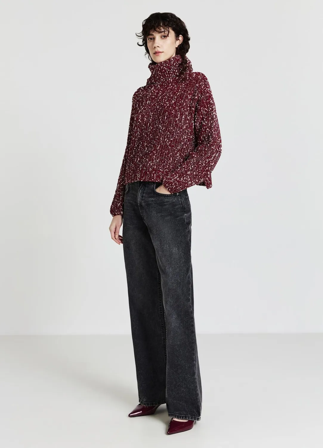 Calliope pull col roulé femme maille fantaisie