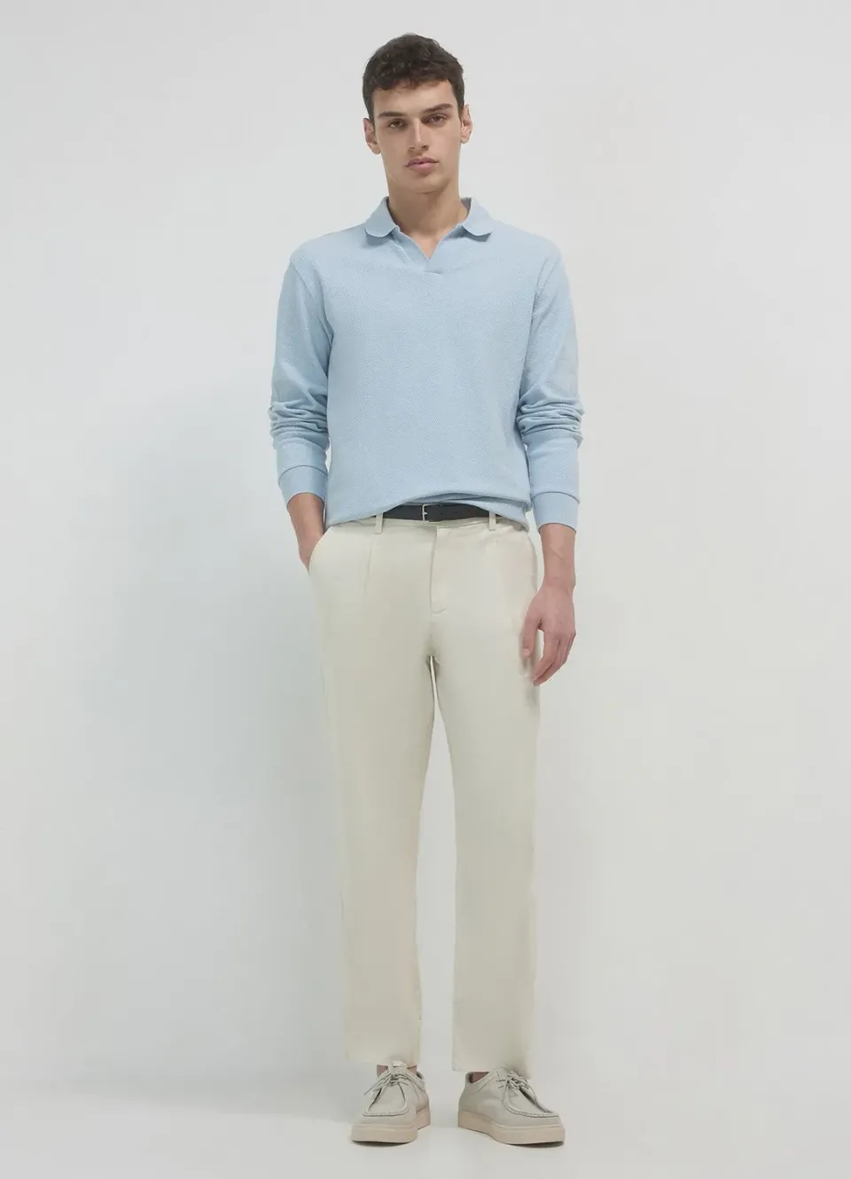 Calliope polo uni manches longues homme coton