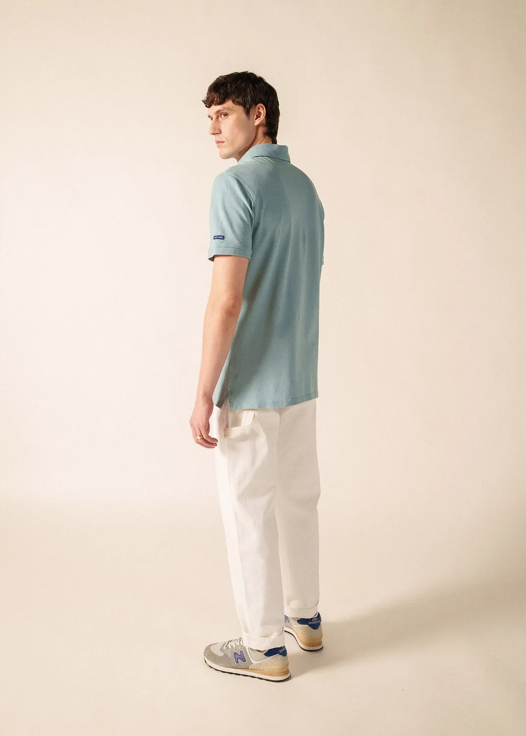 Saint James Rayan polo coton celeste clair coupe droite homme