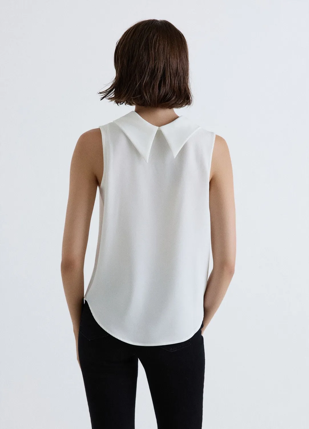Calliope top col châle femme sans manches uni