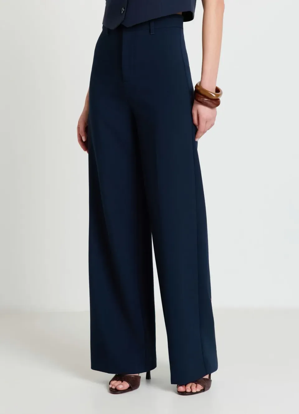 Calliope palazzo uni pantalon large femme plis devant