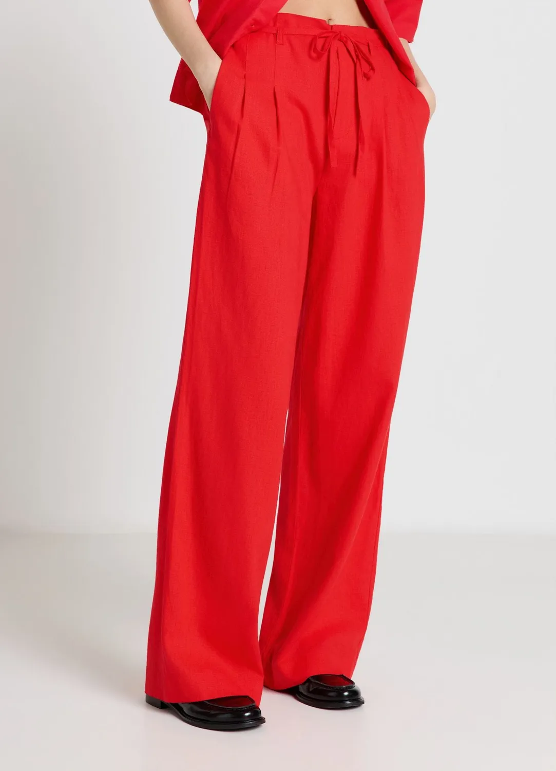 Calliope Pantalon palazzo femme large à ceinture