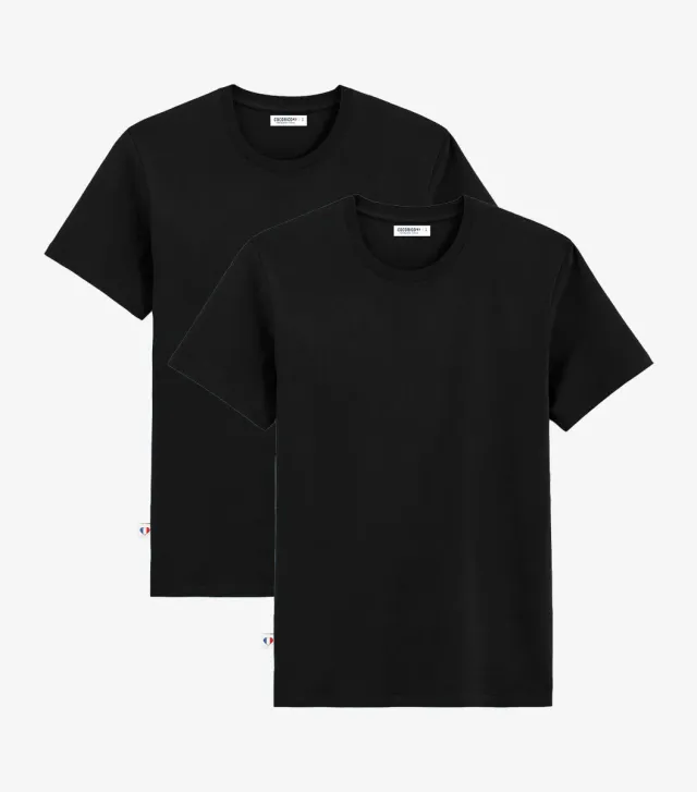 Cocorico t-shirt homme noir coton pack x2
