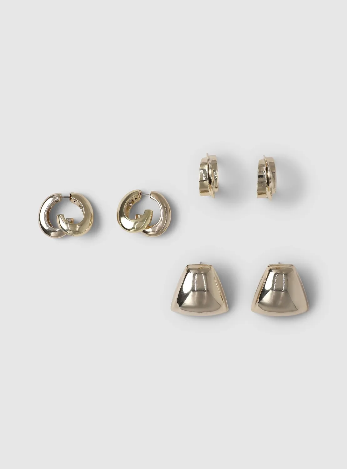 Calliope lot 3 boucles d'oreilles dorées bold