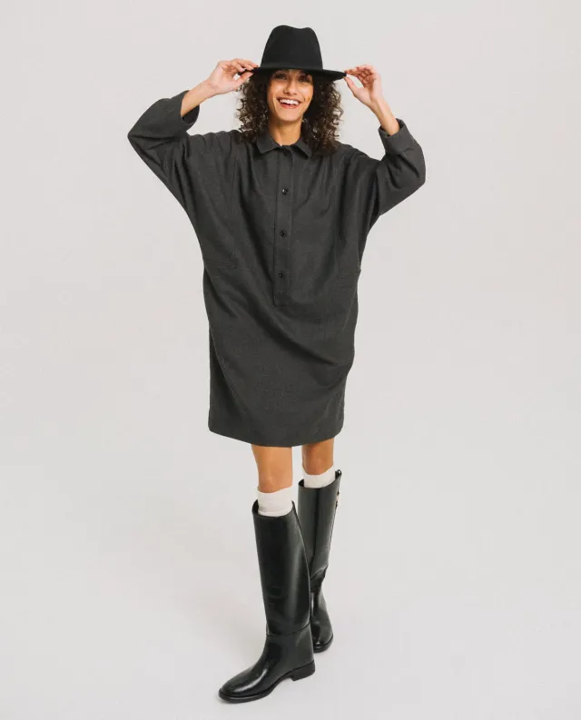 Tinsels Felicie Anthracite robe polo flanelle