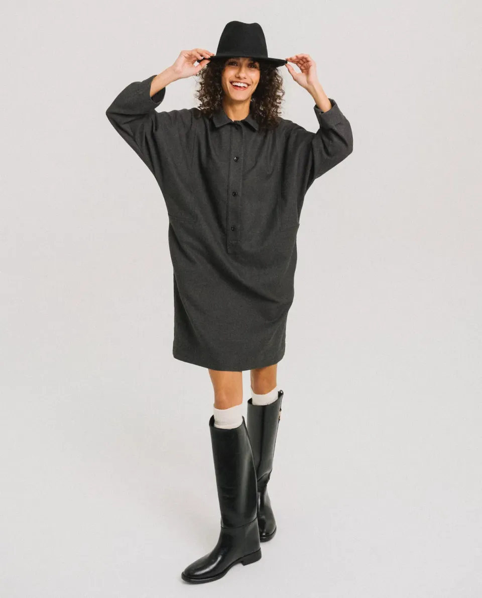 Tinsels Felicie Anthracite robe polo flanelle