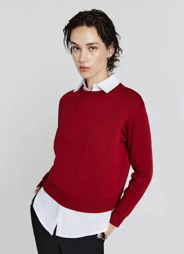 Calliope sweat femme col chemise uni