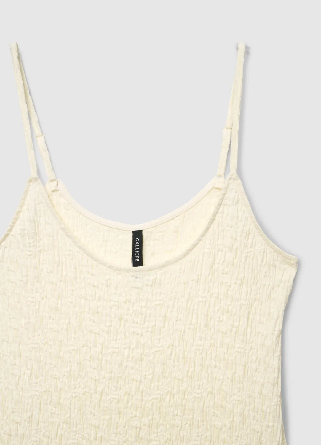 Calliope Atelier robe longue tubino effet froissé bretelles