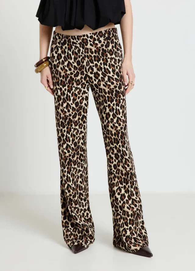 Calliope pantalon palazzo animalier femme taille haute