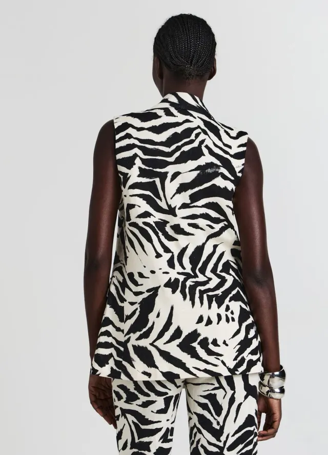 Calliope gilet long femme zébré boutons revers