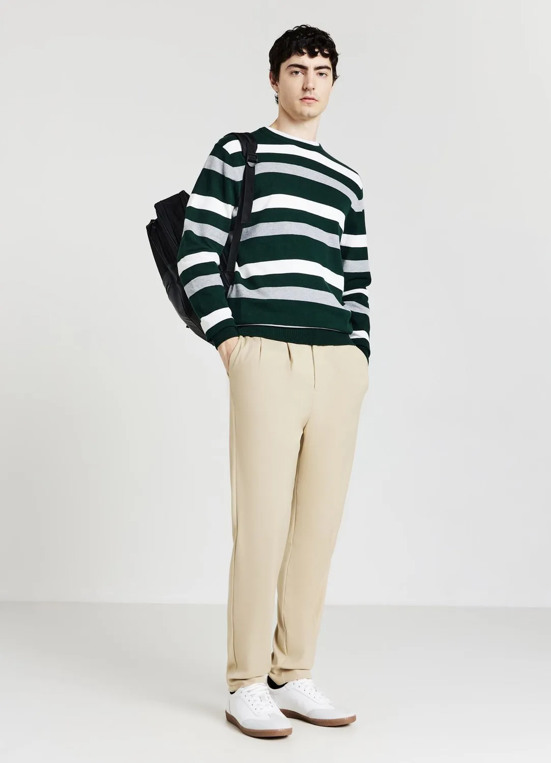 Calliope pull rayé homme col rond manches longues