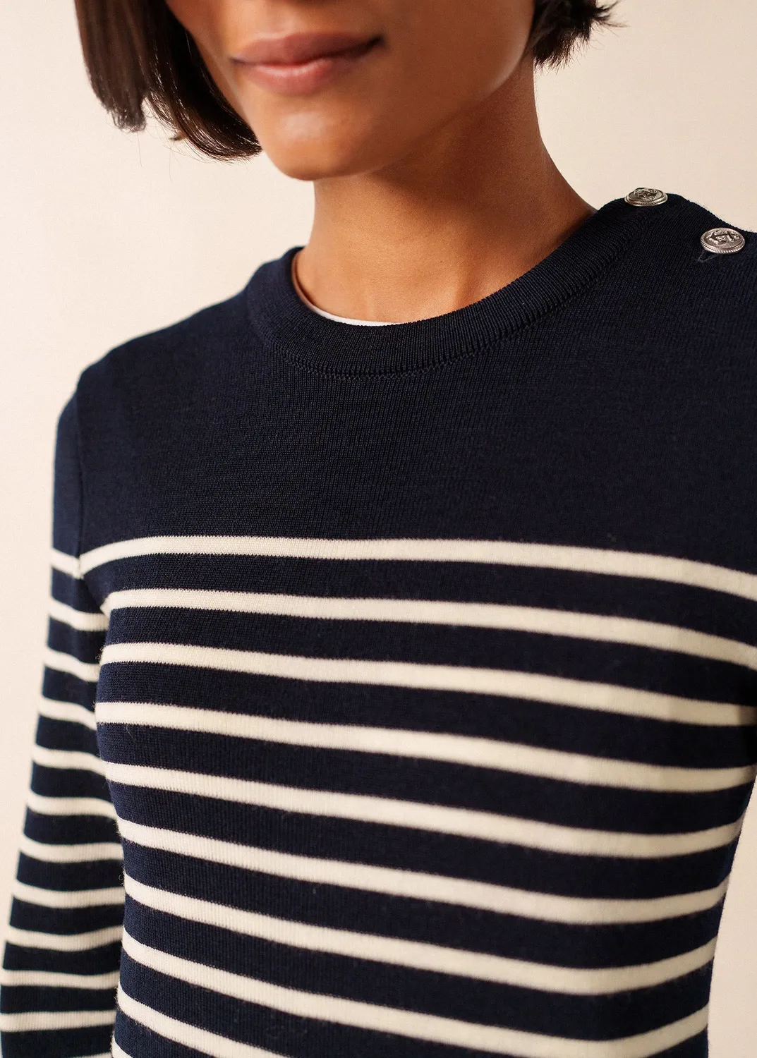 Saint James Grande Marée robe laine navy écume