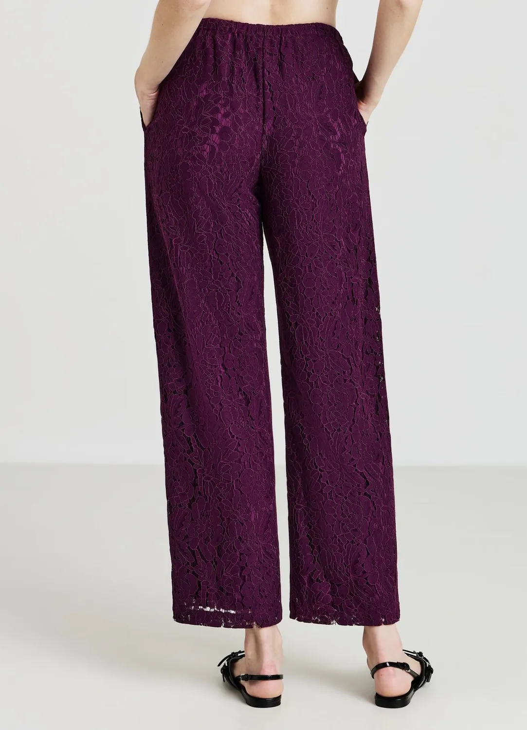 Calliope pantalon femme dentelle florale long