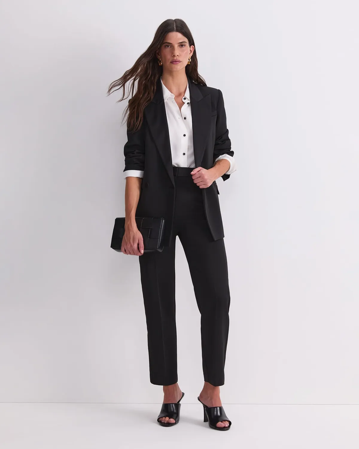 Sportscraft Angie pantalon tailleur femme crêpe galon satin