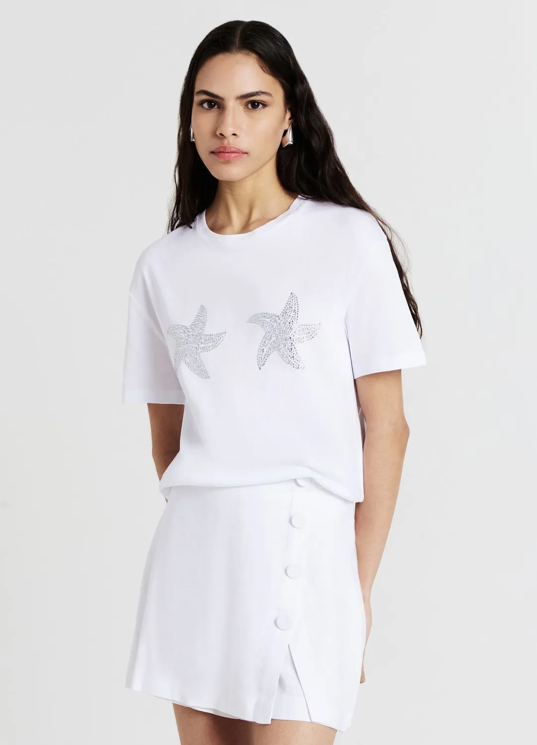 Calliope t-shirt femme coton étoiles strass col rond