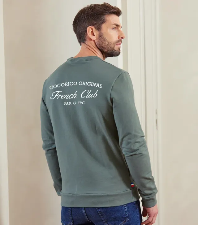 Cocorico French Club sweat homme sauge coton