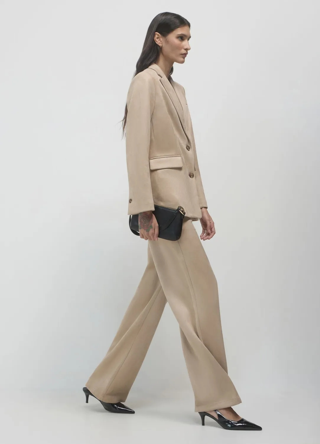 Calliope pantalon palazzo femme effet daim