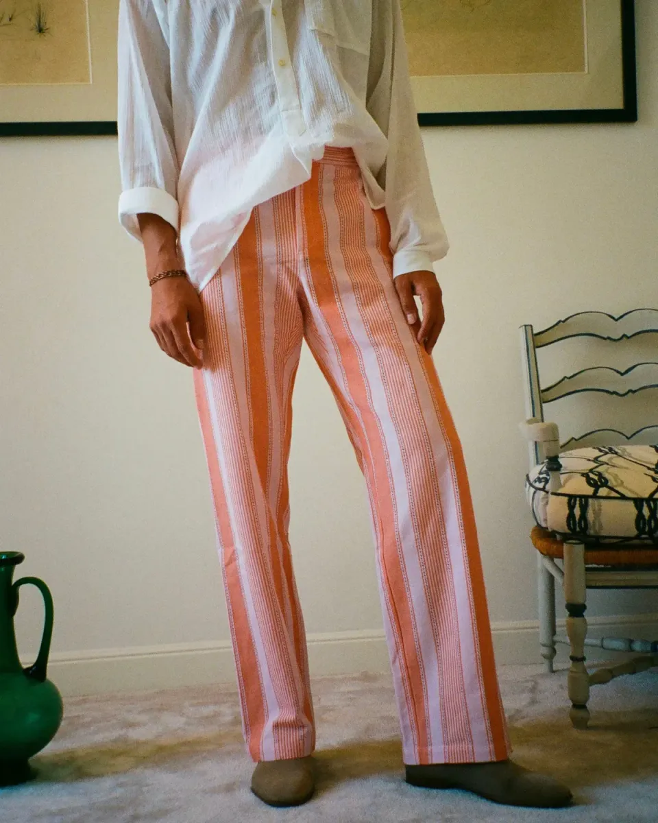 EREVAN Capon pantalon rayures orange et rose