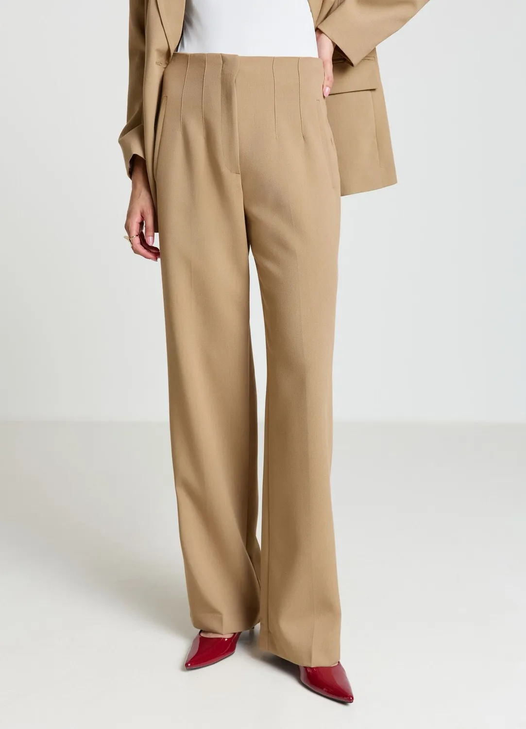 Calliope Pantalon palazzo femme taille haute pinces