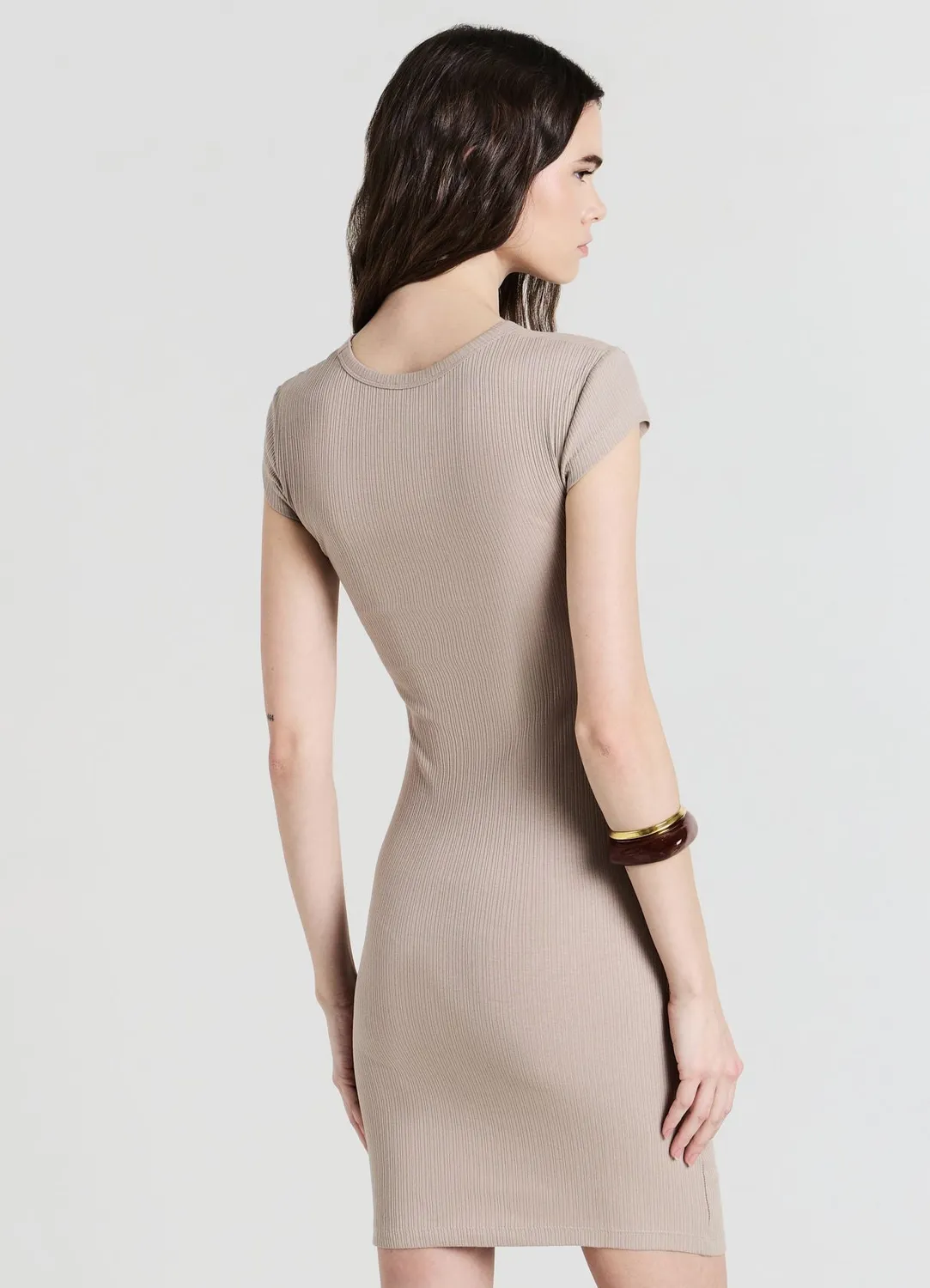 Calliope robe courte femme côtelée manches courtes