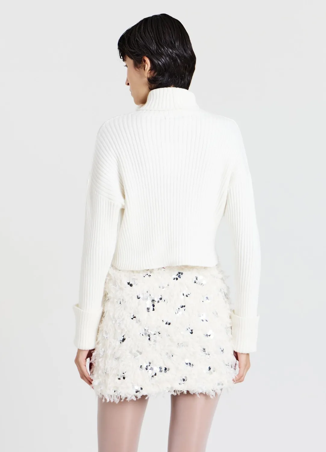 Calliope pull col montant côtelé manches longues femme