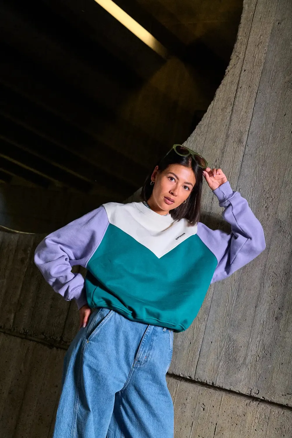 Perpète Max vert lilas sweat oversize bio